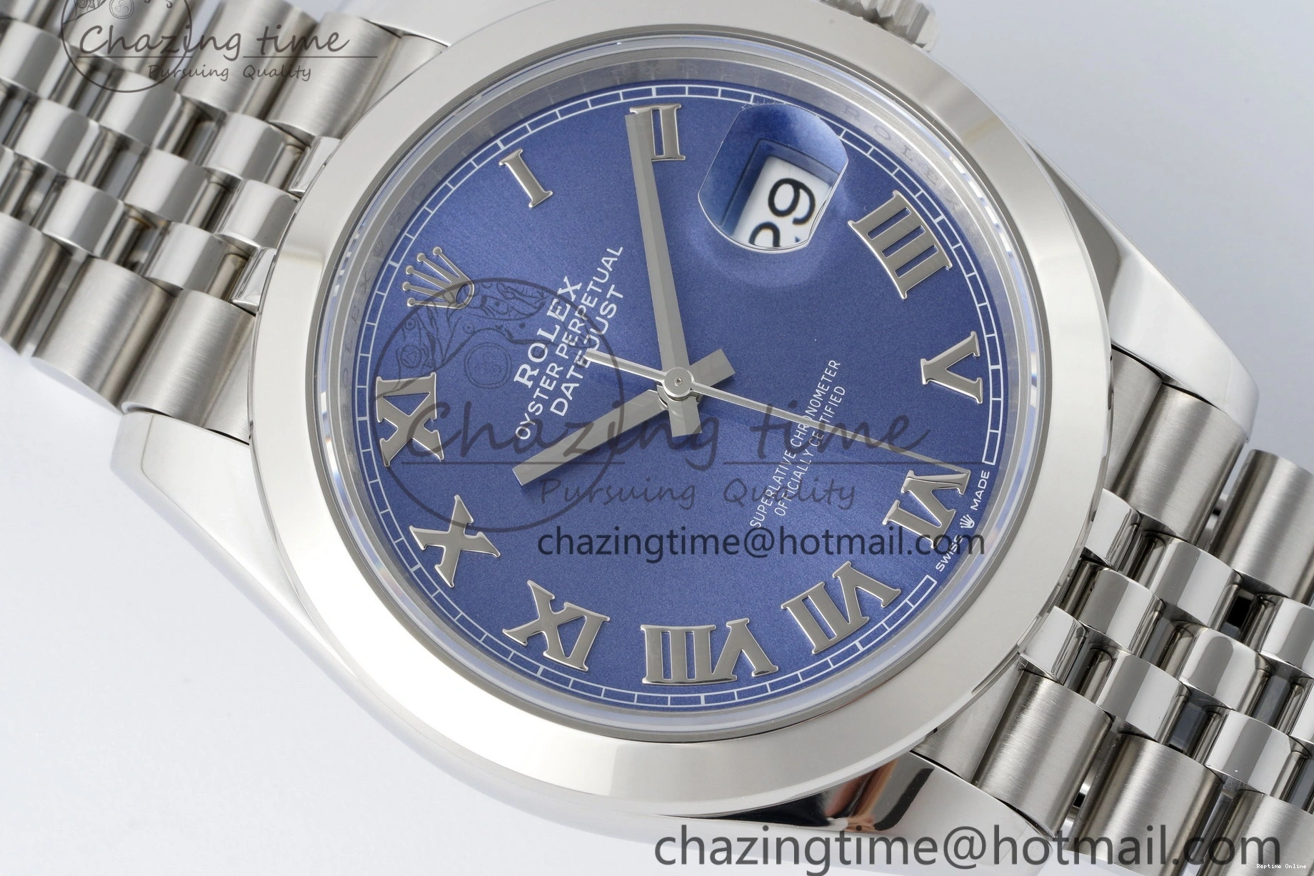 0227 Snug DateJust 41 SS Polished Bezel KING 1:1 Best Edition 904L Steel Blue Roman Dial on Jubilee Bracelet VR 2213